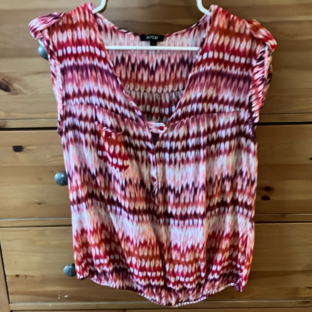 Apt. 9 Red and Pink Cap Sleeve Blouse
